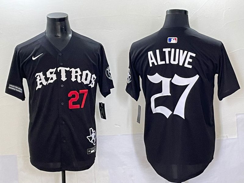 Men 2025 Houston Astros #27 Altuve Black Seven generations Joint Name Nike MLB Jersey style 3
